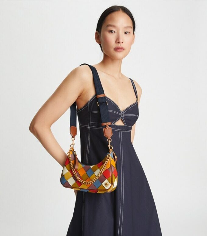 151 Mercer Woven Small Crescent Bag