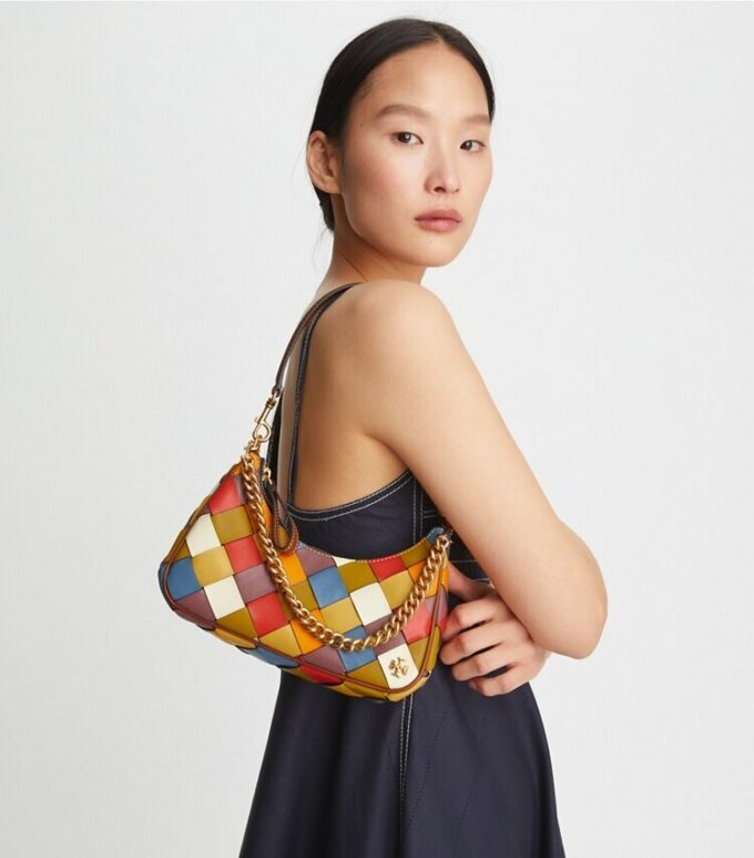 151 Mercer Woven Small Crescent Bag