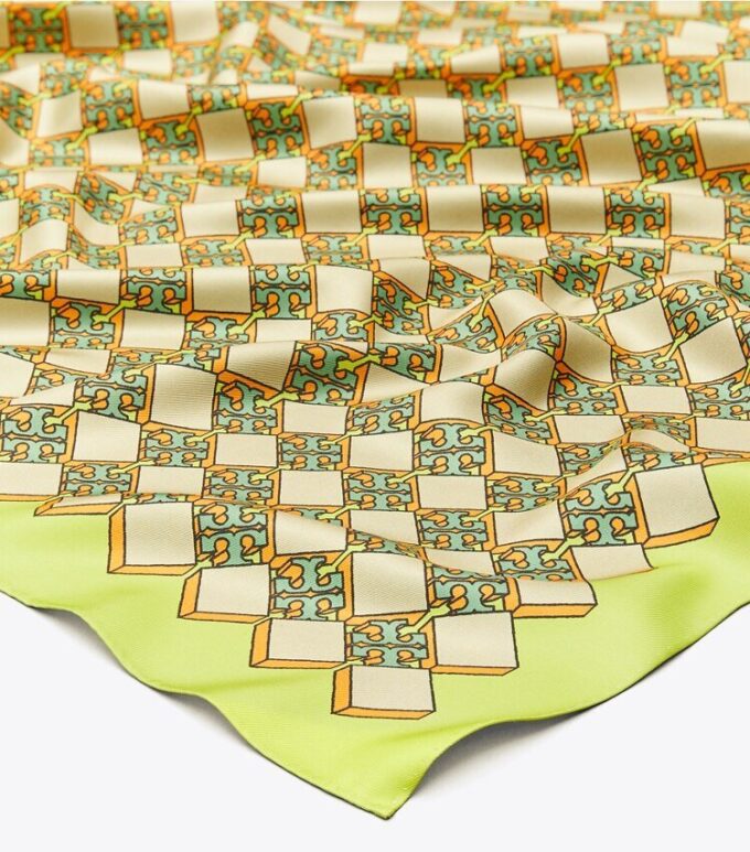 3D-rutig logotyp, dubbelsidig, överdimensionerad fyrkantig silkescarf 3D-rutig logotyp, dubbelsidig, överdimensionerad fyrkantig silkescarf