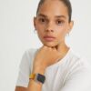 Band med dubbla nitar för Apple Watch®, gult läder