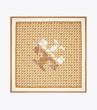 Basket-Weave Logo Oversized Square Scarf