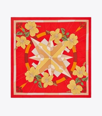 Blommig kompass silkesscarf