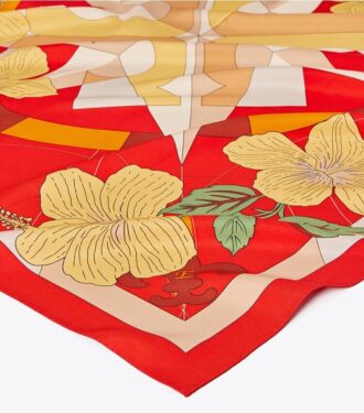 Blommig kompass silkesscarf