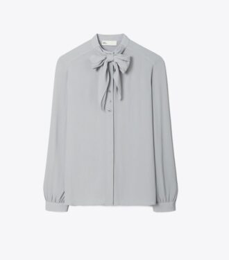 Blus med rosett i georgette