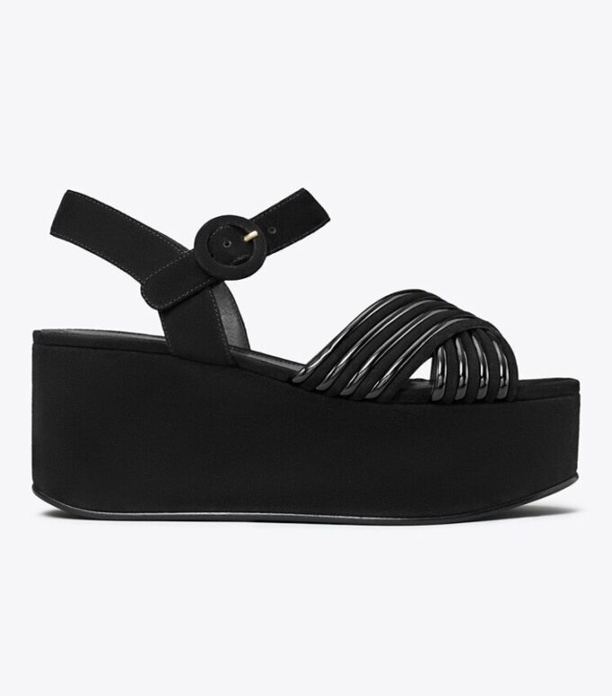 Bombe sandal med korsade remmar och plattform Bombe sandal med korsade remmar och plattform