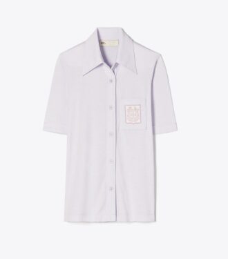Broderad merceriserad bomullspolo