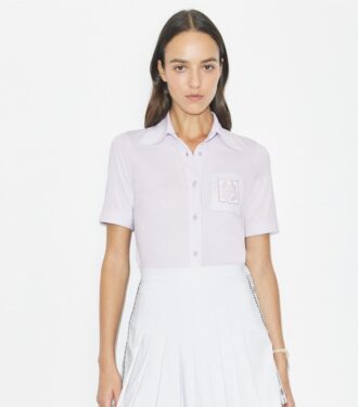 Broderad merceriserad bomullspolo
