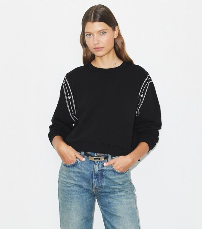 Broderad sweatshirt i fransk frotté Broderad sweatshirt i fransk frotté