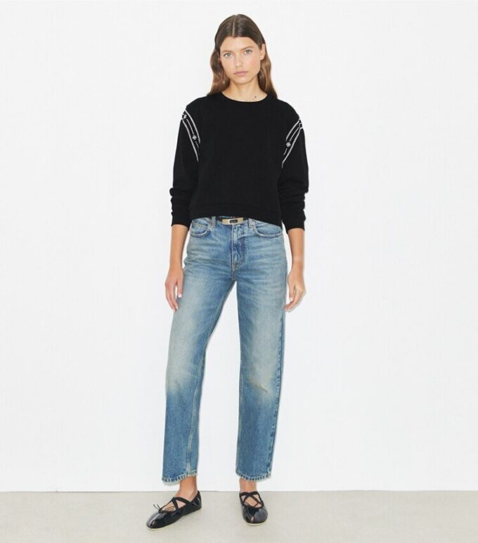 Broderad sweatshirt i fransk frotté Broderad sweatshirt i fransk frotté