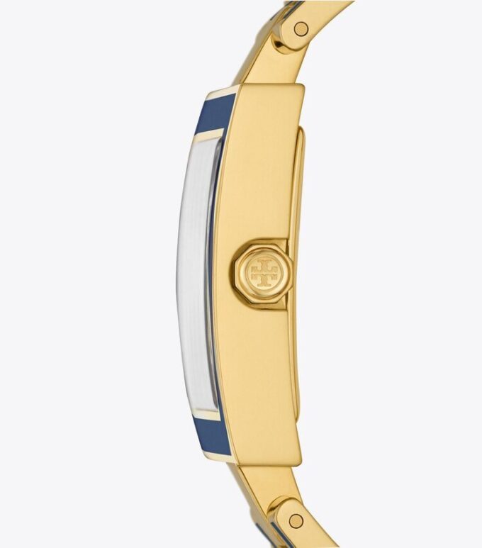 Buddy Bangle-klocka, marinblå/guldfärgat rostfritt stål, 25 x 32 mm