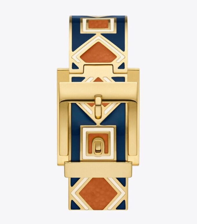 Buddy Bangle-klocka, marinblå/guldfärgat rostfritt stål, 25 x 32 mm