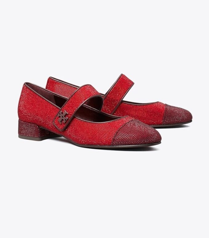 Cap-Toe Mary Jane Pavé Heeled Ballet Cap-Toe Mary Jane Pavé Heeled Ballet