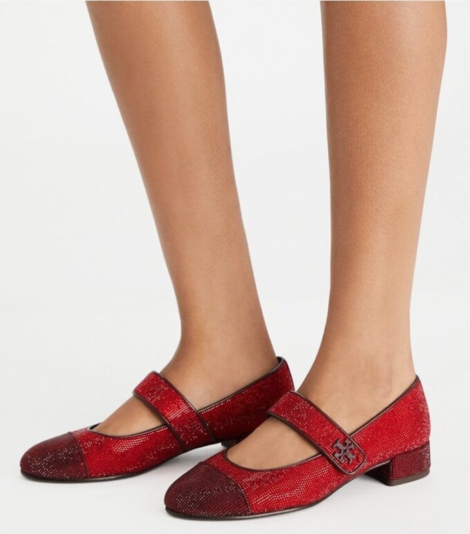 Cap-Toe Mary Jane Pavé Heeled Ballet Cap-Toe Mary Jane Pavé Heeled Ballet