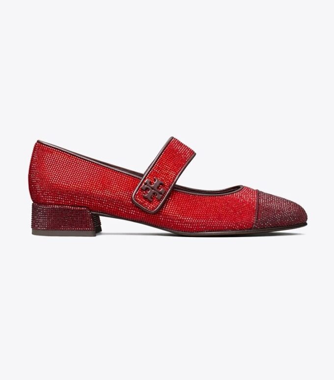 Cap-Toe Mary Jane Pavé Heeled Ballet Cap-Toe Mary Jane Pavé Heeled Ballet
