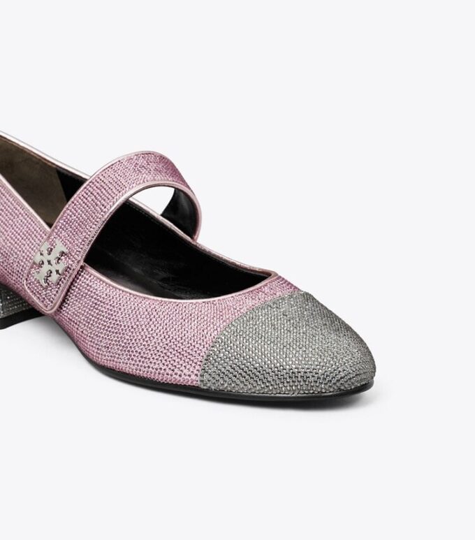 Cap-Toe Mary Jane Pavé Heeled Ballet Cap-Toe Mary Jane Pavé Heeled Ballet