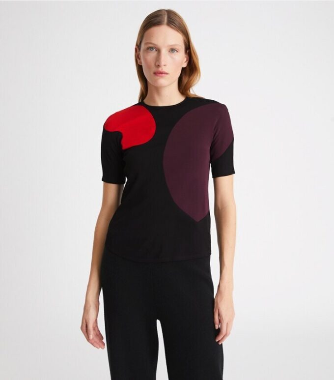Colorblock-stickad topp