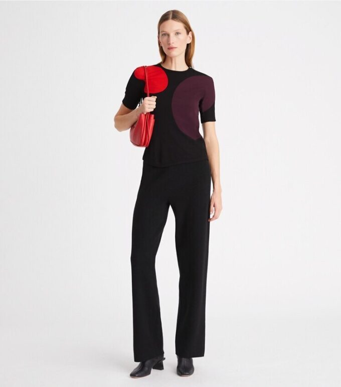 Colorblock-stickad topp
