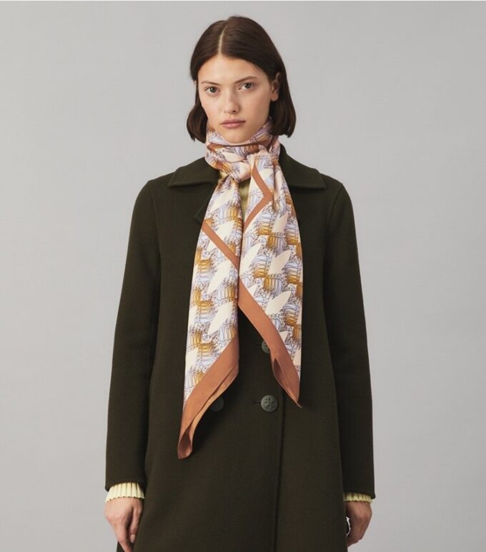 Deco Crane Geo Logo Oversized Silk Square Scarf