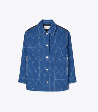 Denimjacka med kantstickning