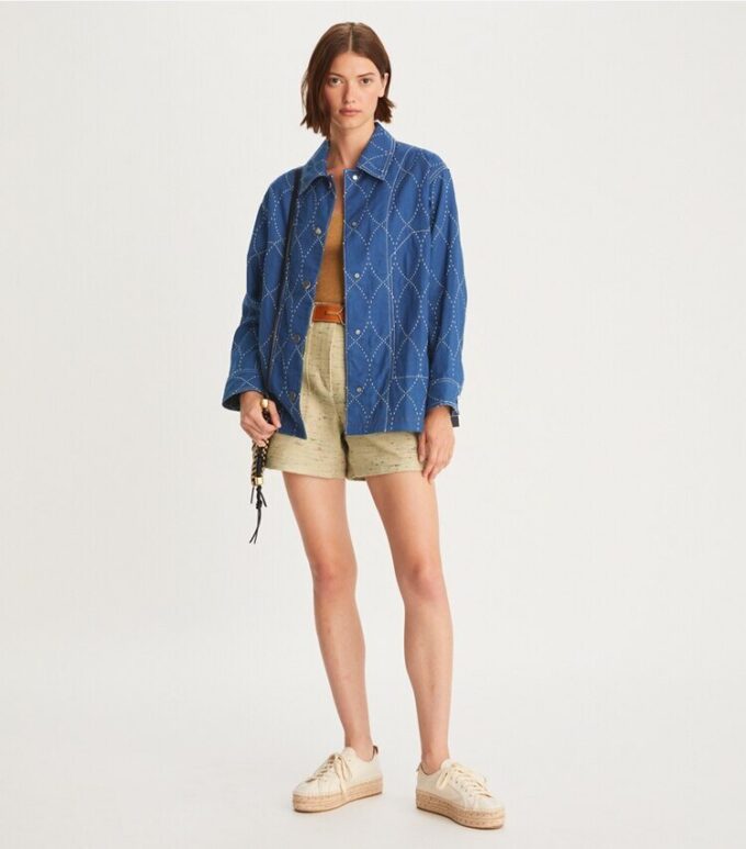 Denimjacka med kantstickning