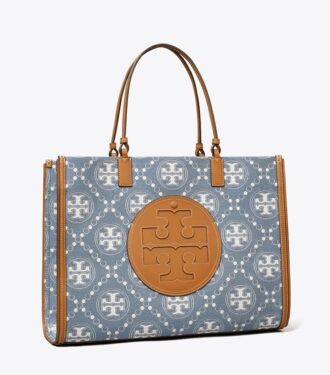 Ella T T Monogram Denim Tote