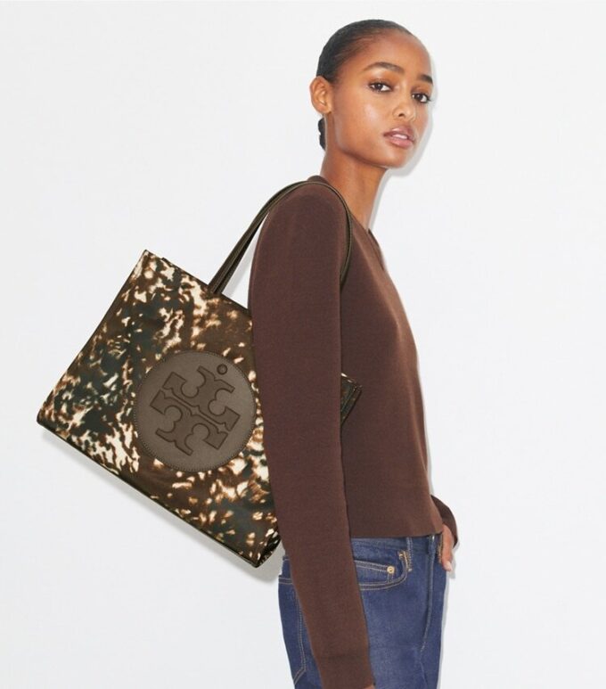Ella tryckt nylon liten tote