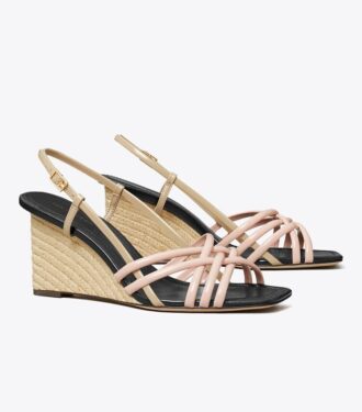 Espadriller med flera remmar och kilklack