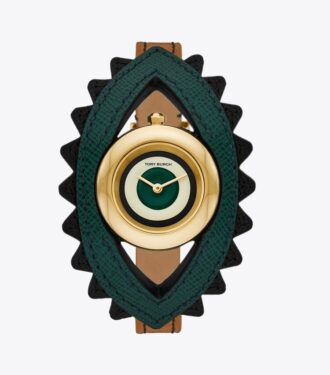 Evil Eye Bangle Watch, bagageläder/grön, 27 mm