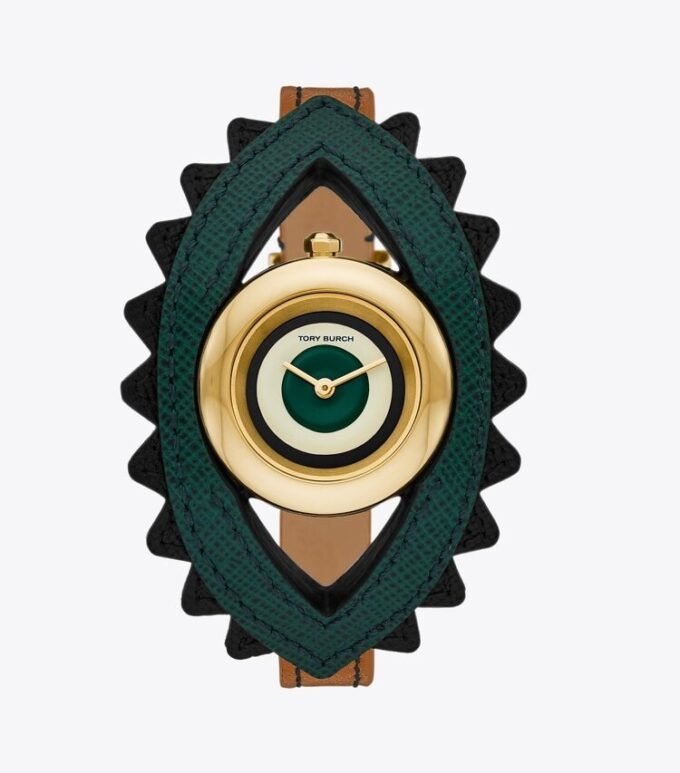 Evil Eye Bangle Watch, bagageläder/grön, 27 mm Evil Eye Bangle Watch, bagageläder/grön, 27 mm