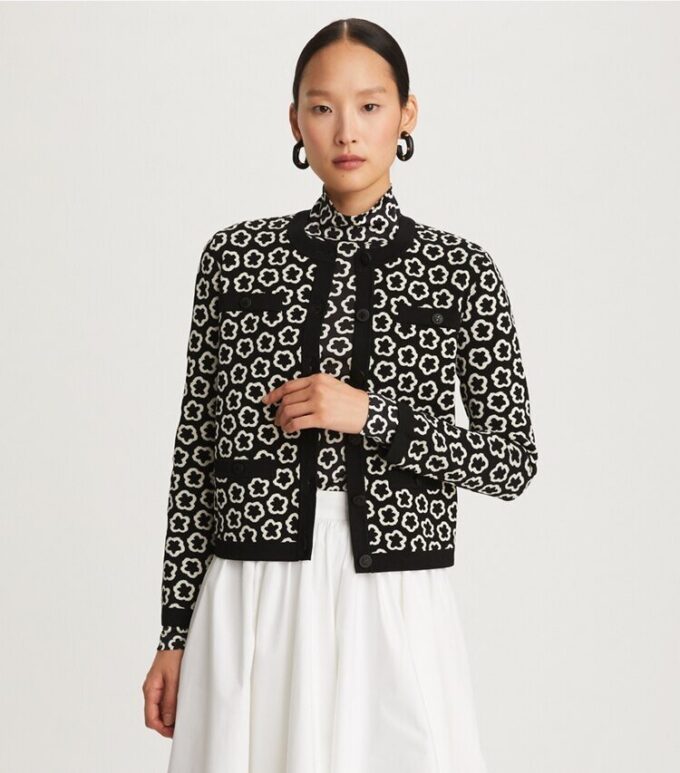 Flower Jacquard Kendra Cardigan