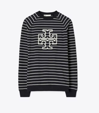 French Terry Striped Logo Crew