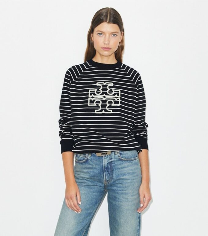 French Terry Striped Logo Crew French Terry Striped Logo Crew