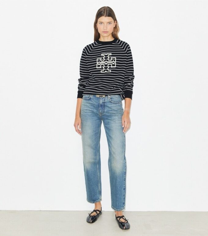 French Terry Striped Logo Crew French Terry Striped Logo Crew