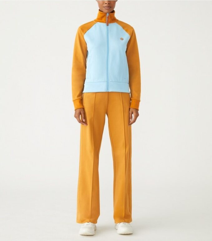 Färgblockerad dubbelstickad träningsjacka Färgblockerad dubbelstickad träningsjacka