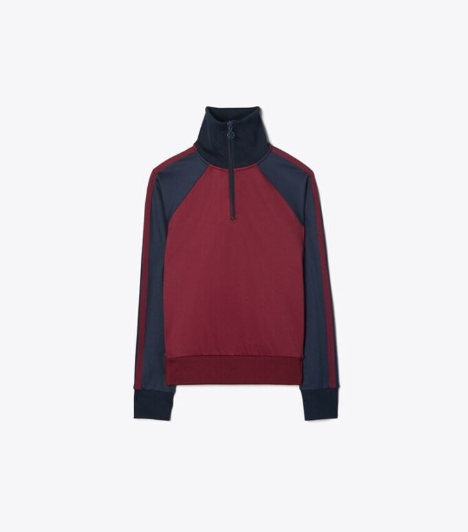 Färgblockerad pullover med halv dragkedja Färgblockerad pullover med halv dragkedja