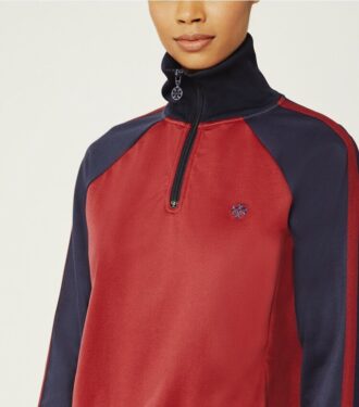Färgblockerad pullover med halv dragkedja