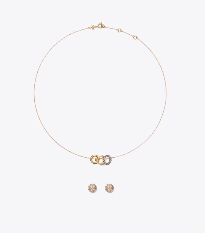 Icon Pavé halsband och örhängen i set