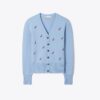 Kashmircardigan med broderad fågel