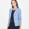Kashmircardigan med broderad fågel