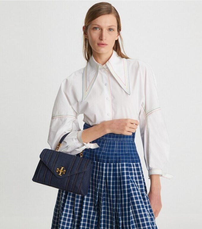 Kira Quilted Denim Small Satchel Kira Quilted Denim Small Satchel