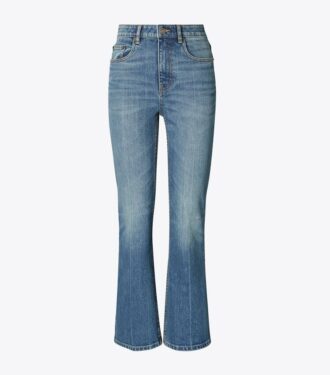 Korta flare-jeans