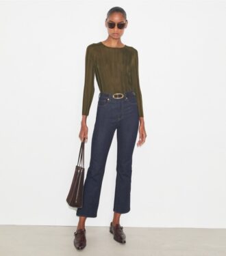 Korta flare-jeans