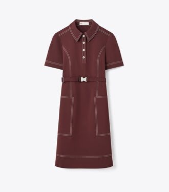 Kortärmad golfklänning med pickstitch