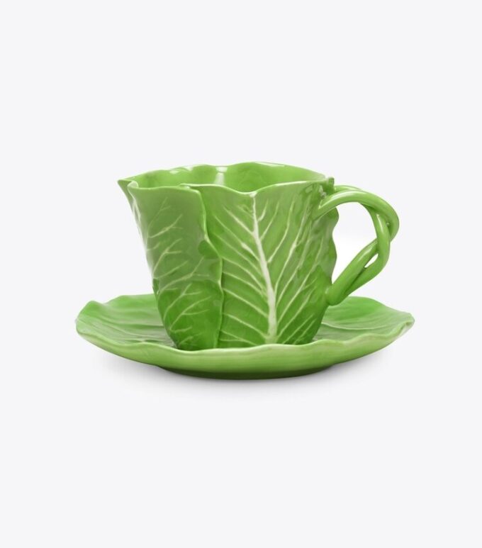 Lettuce Ware kopp och fat, set om 2 Lettuce Ware kopp och fat, set om 2