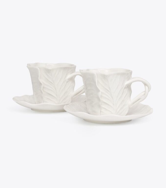 Lettuce Ware kopp och fat, set om 2 Lettuce Ware kopp och fat, set om 2