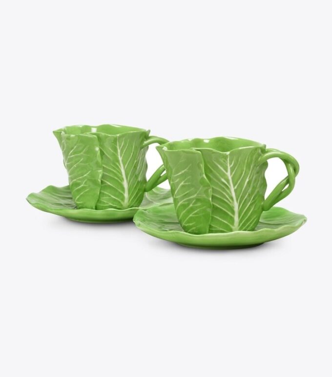 Lettuce Ware kopp och fat, set om 2 Lettuce Ware kopp och fat, set om 2