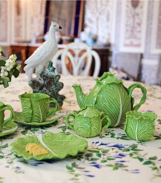 Lettuce Ware kopp och fat, set om 2 Lettuce Ware kopp och fat, set om 2