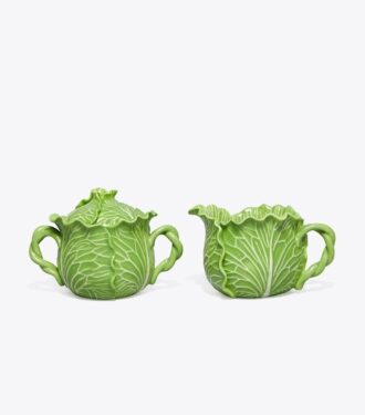 Lettuce Ware sockerskål med lock och mjölkkanna Lettuce Ware sockerskål med lock och mjölkkanna