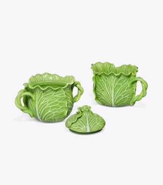 Lettuce Ware sockerskål med lock och mjölkkanna Lettuce Ware sockerskål med lock och mjölkkanna