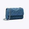Liten Fleming mjuk denim-axelväska